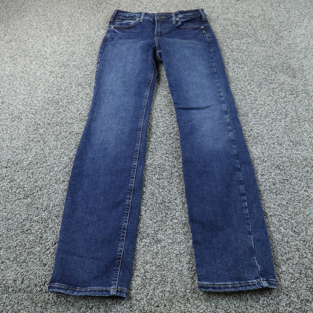 Silver Jeans Womens M Dark Blue Denim Pants Mid Rise Straight Stretch Flex Fade